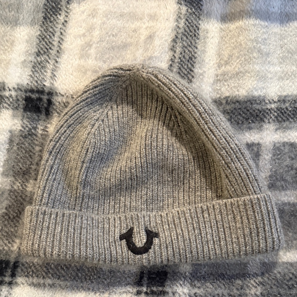 True Religion Gray Knit Beanie